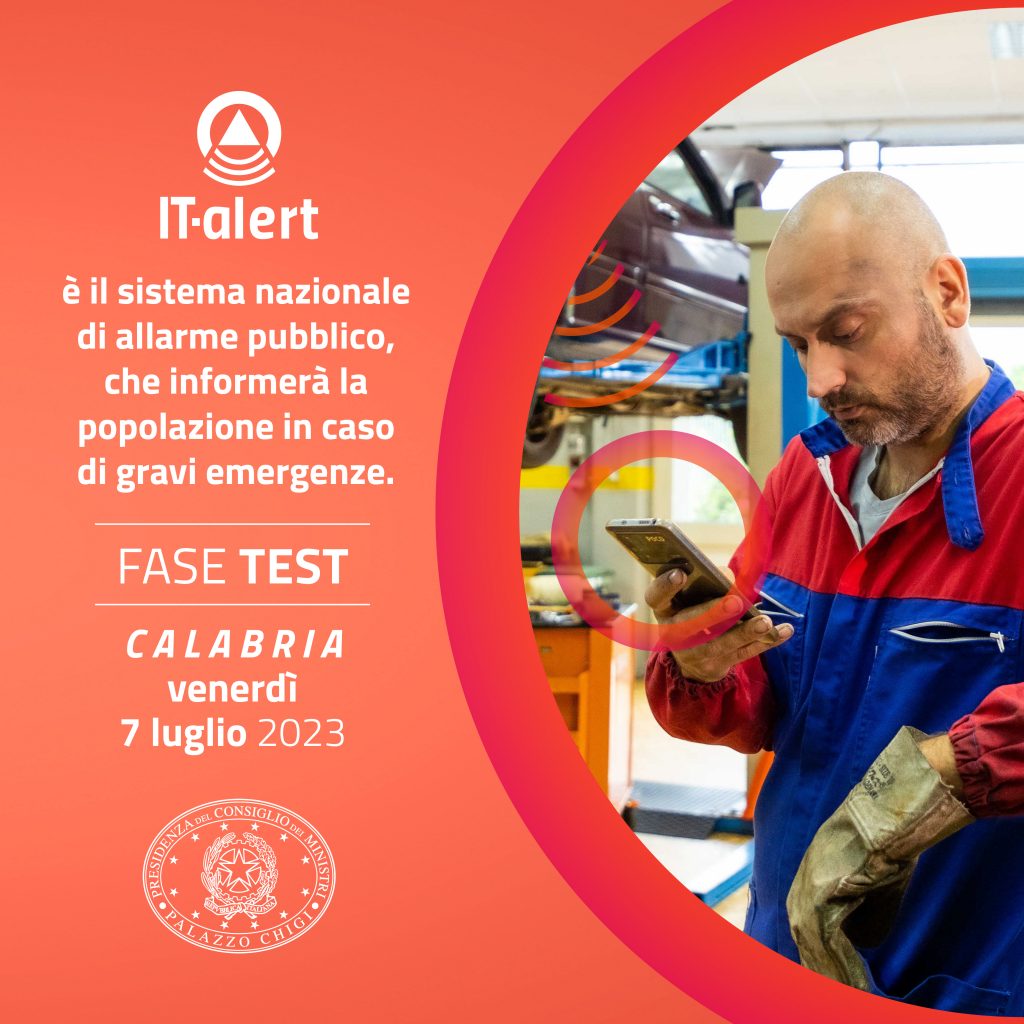 Al via It-alert, il sistema di allarme pubblico per le emergenze: in Calabria il test è previsto venerdì 7 luglio alle ore 12